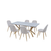Dining Set Geometric Pattern Off White Proffice furniture